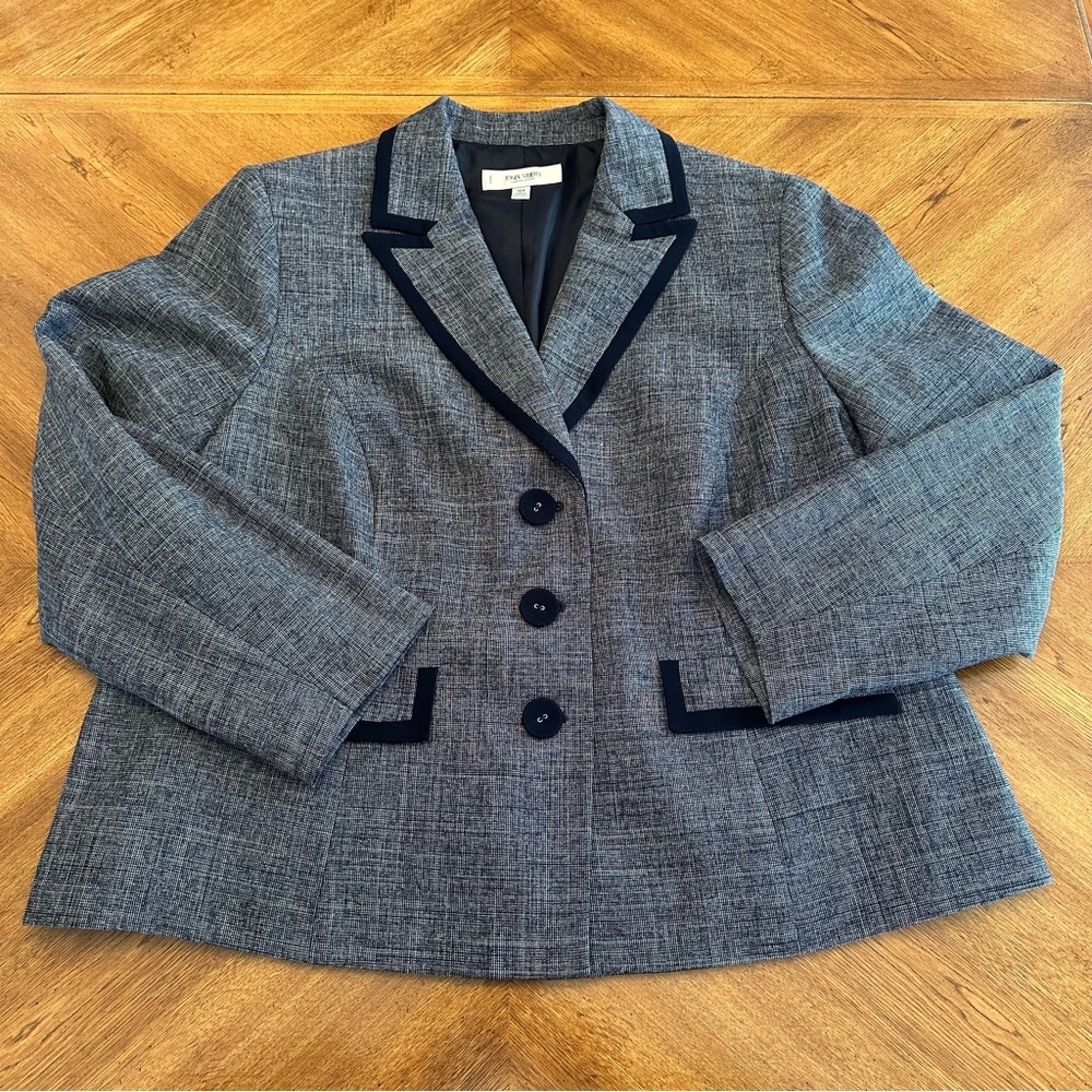 Jones Studio Navy Blue Blazer, Plus Size 18W, Women's Workwear Professional